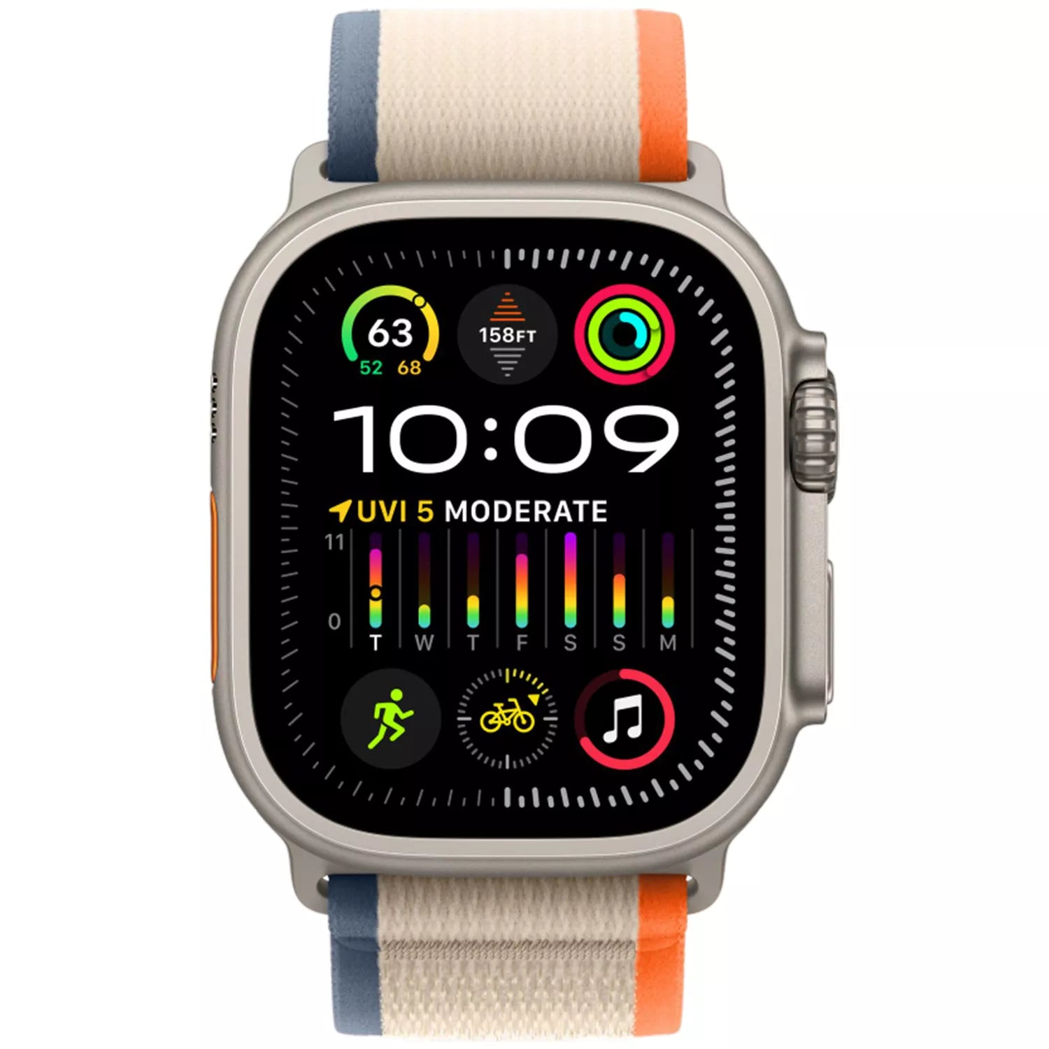 Apple Watch Ultra 2 Mrf23 GPS + Cellular 49 mm M/L Titanium Case With Orange/Beige Trail Loop