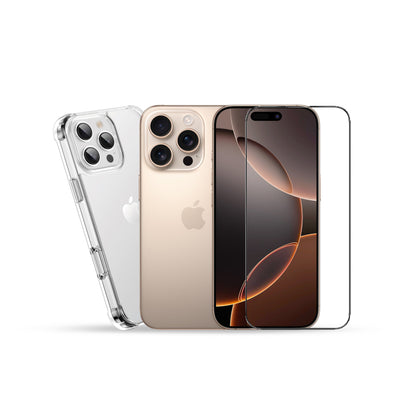 Apple iPhone 16 Pro 128GB with Exact Clear Case For iPhone 16 Pro & Exact 5D Glass For iPhone 16 Pro