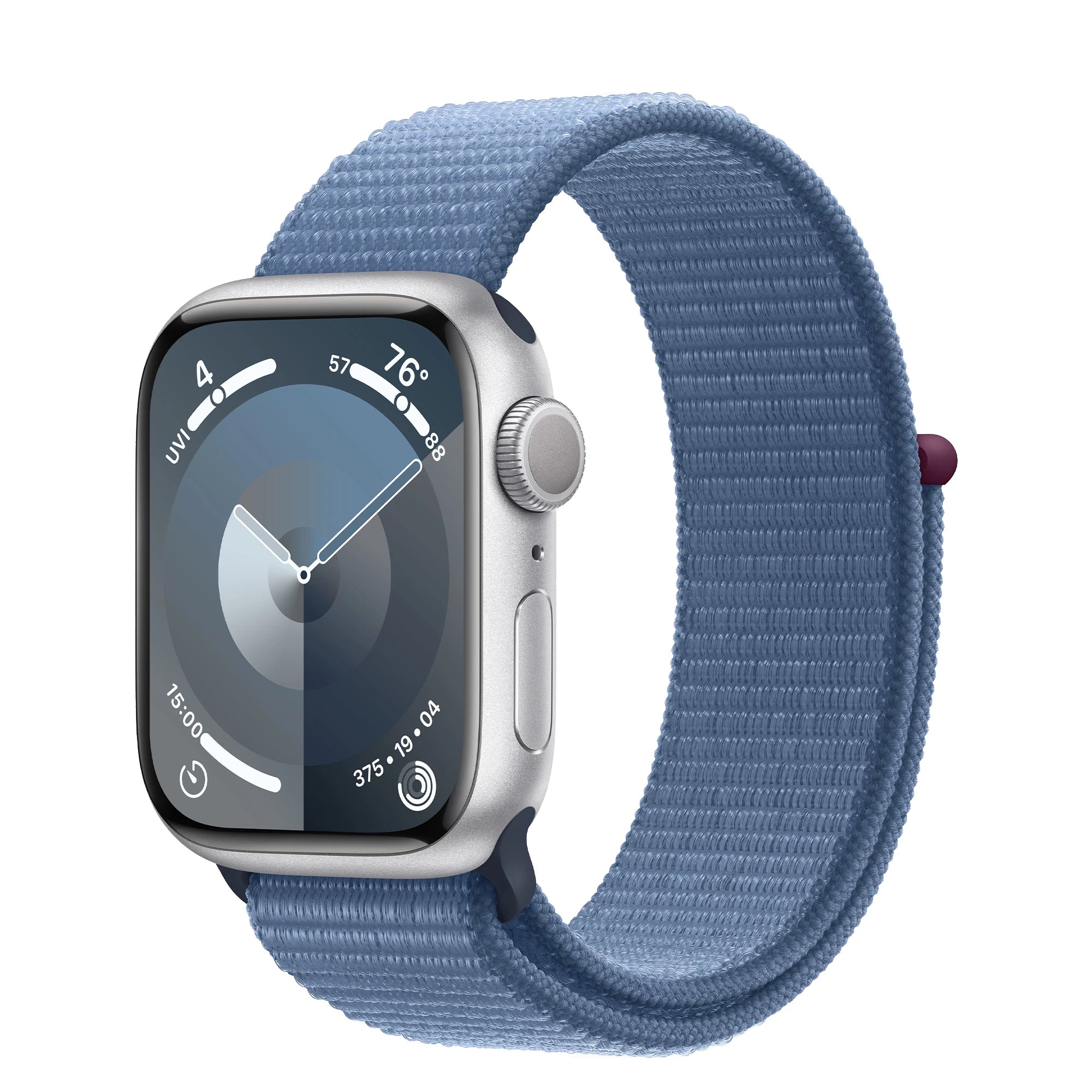 Apple Watch Series 9 GPS 45 mm Silver Aluminum Case With  Sport Loop Winter Blue MR9F3