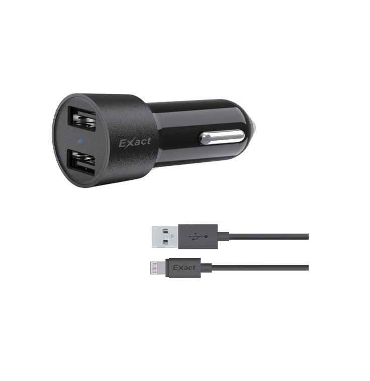 Exact Car Charger With Lightning Cable-EX733 Exact Car Charger With Lightning Cable-EX733
