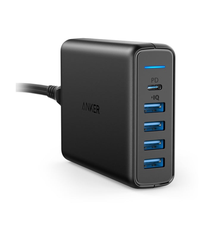 Anker A2056 Premium 60W 5 Port Desktop Charger with One 30W Power Delivery Port