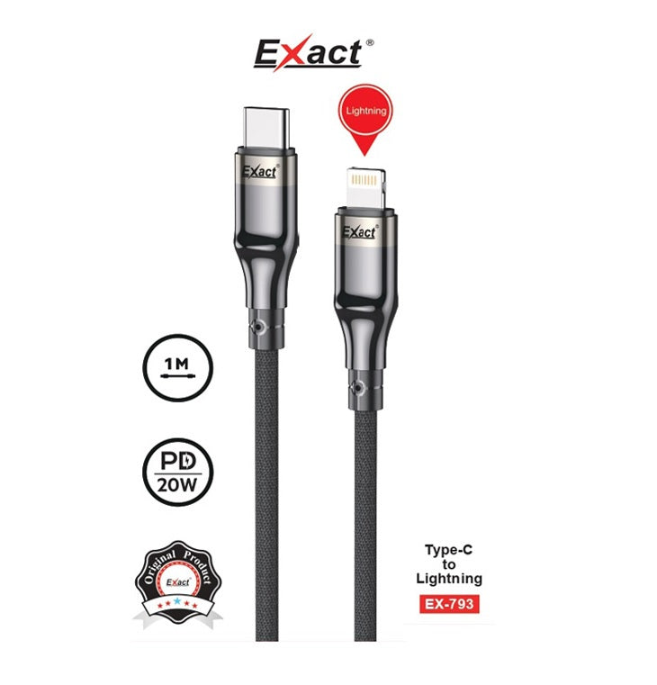 Exact Type C to Lightning Nylone Cable 1Meter EX-793