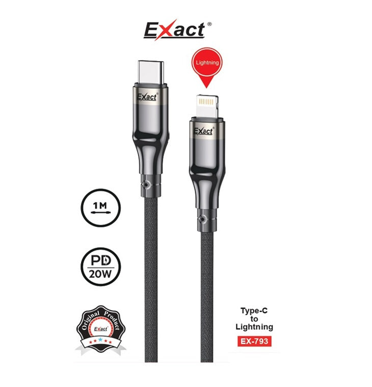 Exact Type C to Lightning Nylon Cable 1 Meter Exact Type C to Lightning Nylon Cable 1 Meter