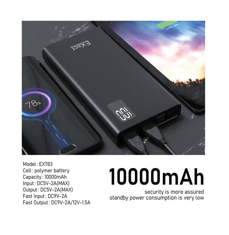 Exact Dual USB Power Bank 10000mAh High Speed Charging EX-783