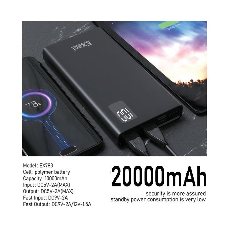 Exact Dual USB Power Bank 20000mAh High Speed Charging EX-784